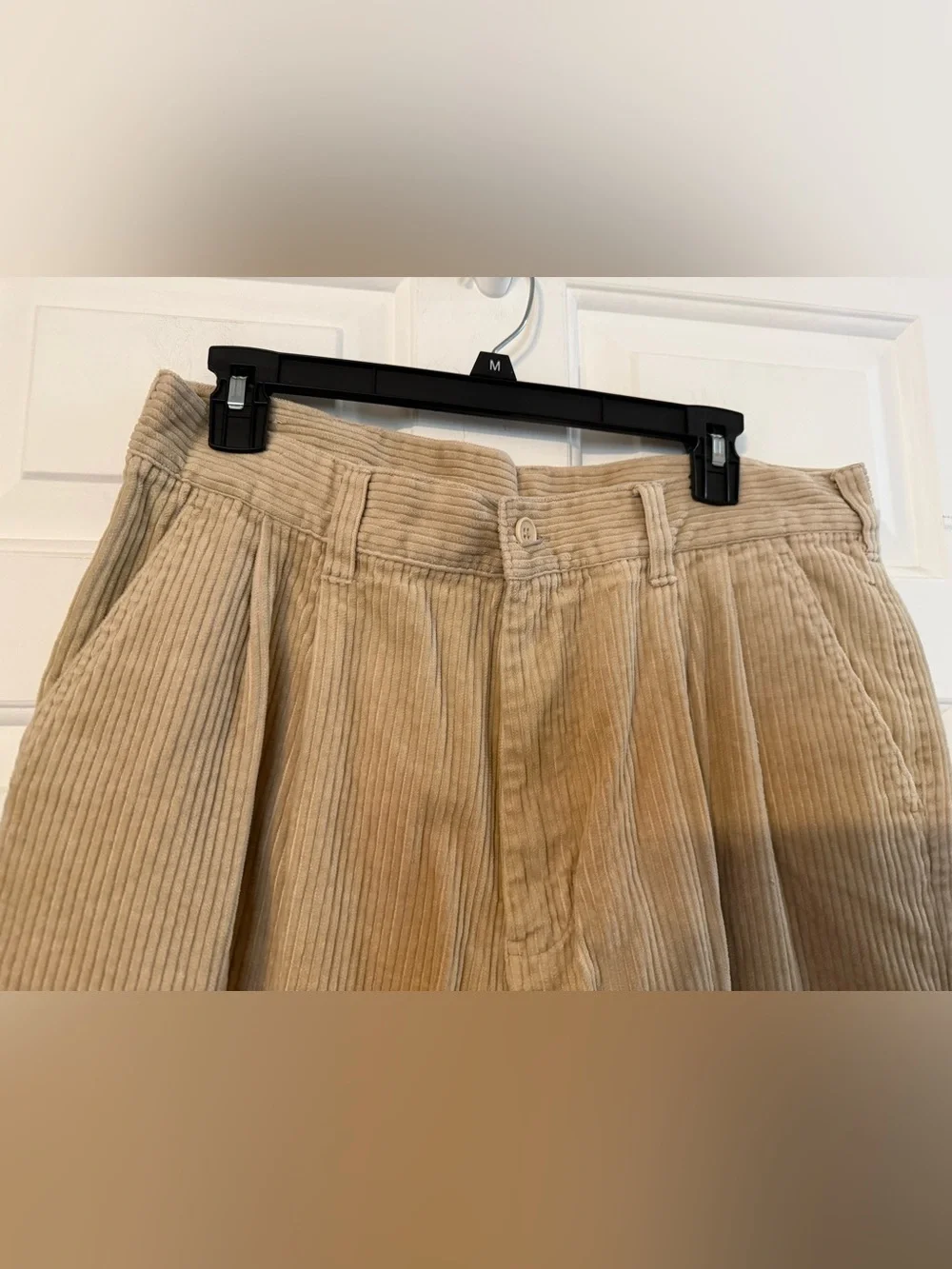 Onward Collection Men’s Beige Corduroy Pleated Pants Relaxed Straight 36W